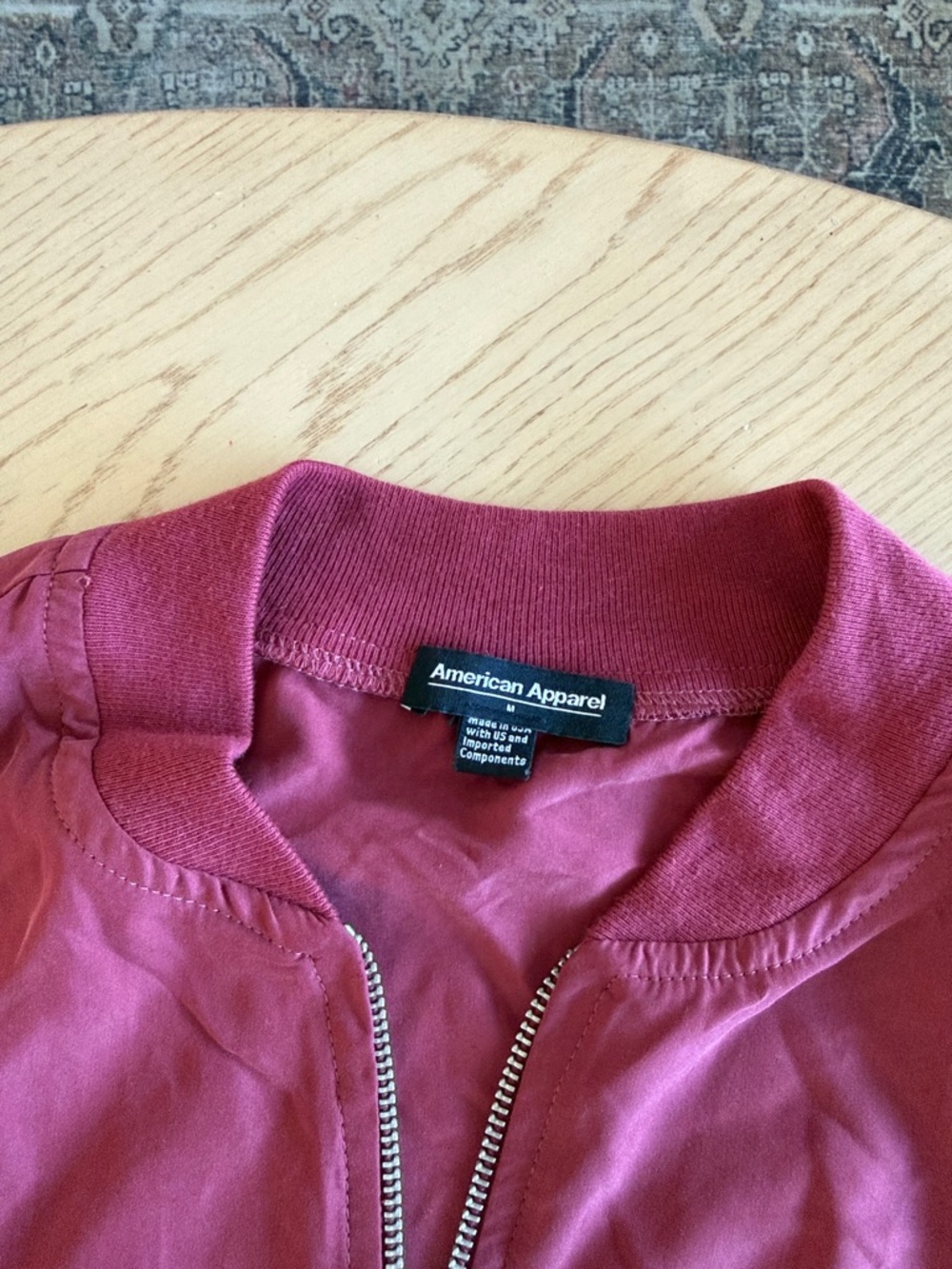 American Apparel VINTAGE Raspberry Bomber Jacket size medium - Picture 2 of 4